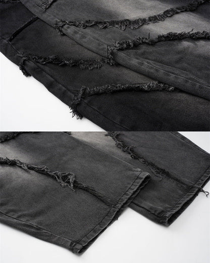 Spiral-Stitched Wide-Leg Jeans