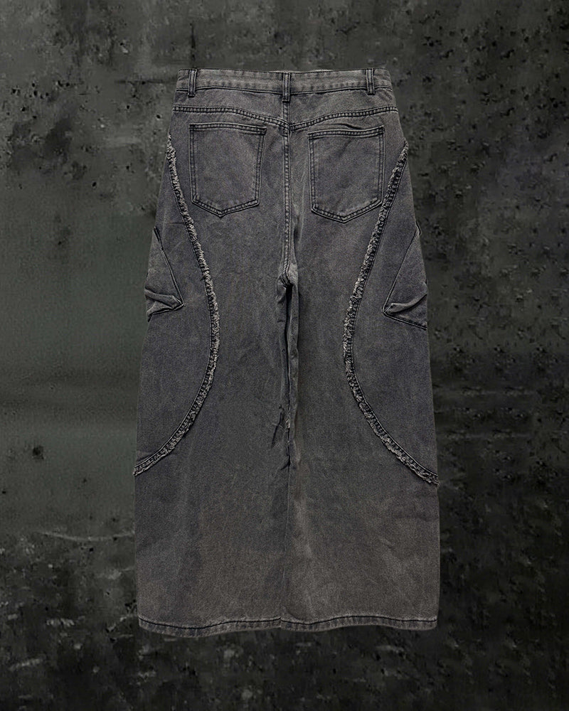 Paint-Splattered Distressed Wide-Leg Jeans