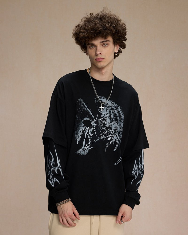 Dark Wings Unleashed · Layered Long-Sleeve Tee