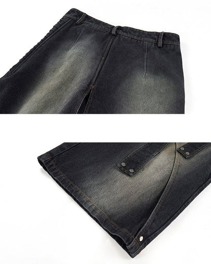Edgy Dual-Layer Denim Pants