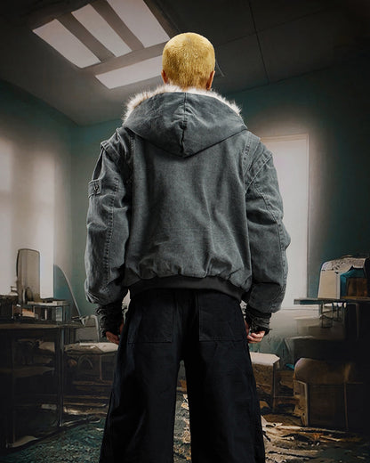 Patchwork Thick Hooded Cotton Jacket