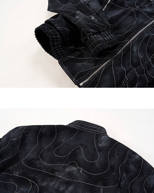 Futuristic Black Denim Bomber Jacket