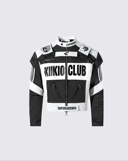 KIIKIO Racing Style Graphic Oversized Jacket