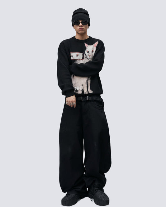 Cat Graphic Long Sleeve T-shirt