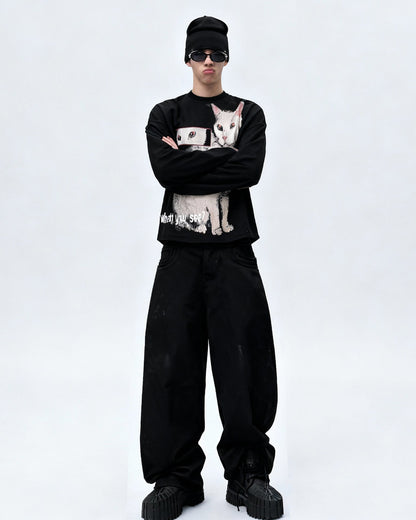 Cat Graphic Long Sleeve T-shirt