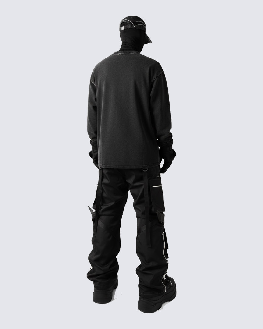 Blurred Figure Print Long Sleeve T-shirt