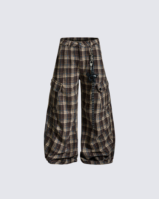 American Vintage Multi-Pocket Checkered Cargo Pants