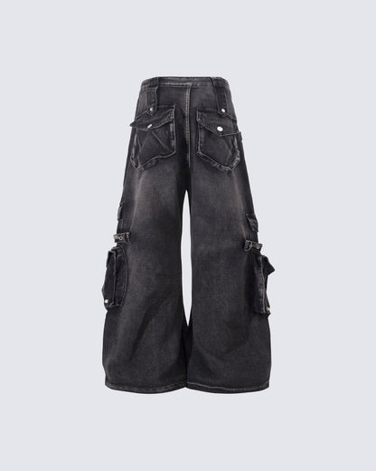 Vintage Streetwear Cargo Flared Jeans
