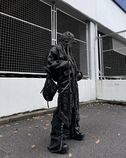 Oversized PU Leather Hooded Jacket