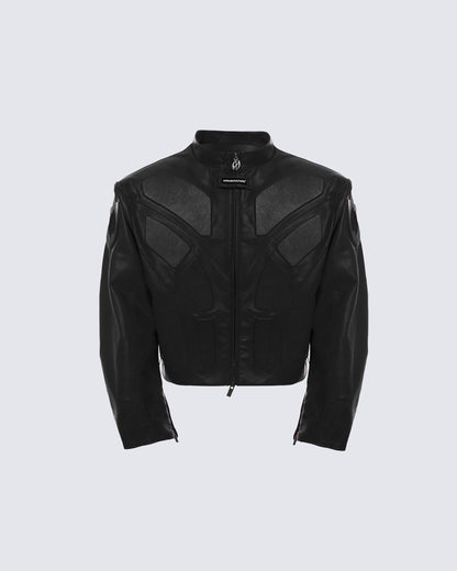 Futuristic Armor-Style Biker Jacket