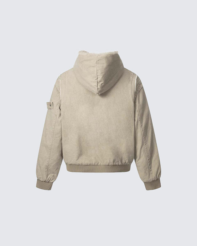 Patchwork Thick Hooded Cotton Jacket