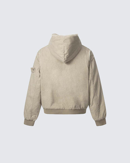 Patchwork Thick Hooded Cotton Jacket