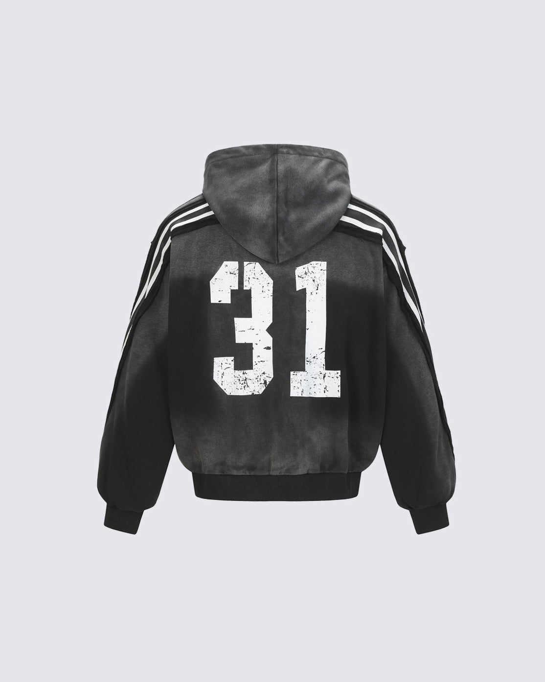 Vintage Loose Fit Washed Distressed Zip-Up Hoodie