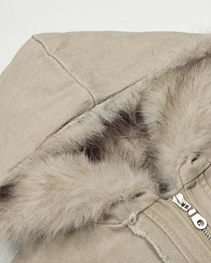 Patchwork Thick Hooded Cotton Jacket