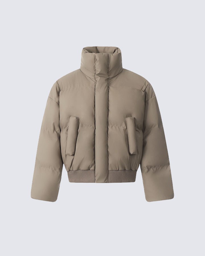 Simple High Neck Short Cotton Jacket