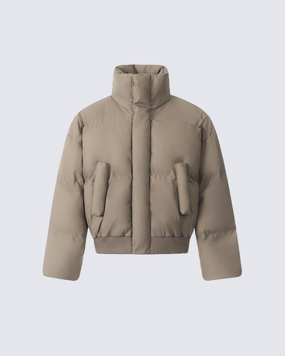 Simple High Neck Short Cotton Jacket