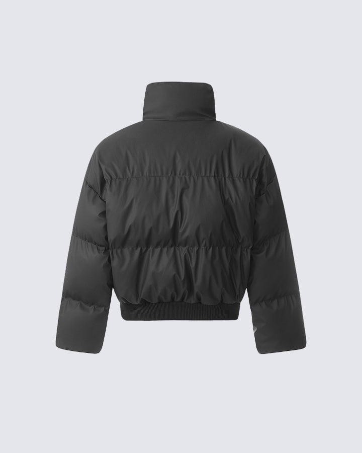 Simple High Neck Short Cotton Jacket