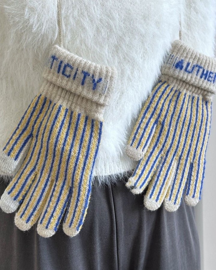 Color-block Striped Touchscreen Gloves