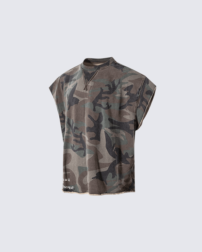 Graffiti Camo Sleeveless Oversized T-Shirt