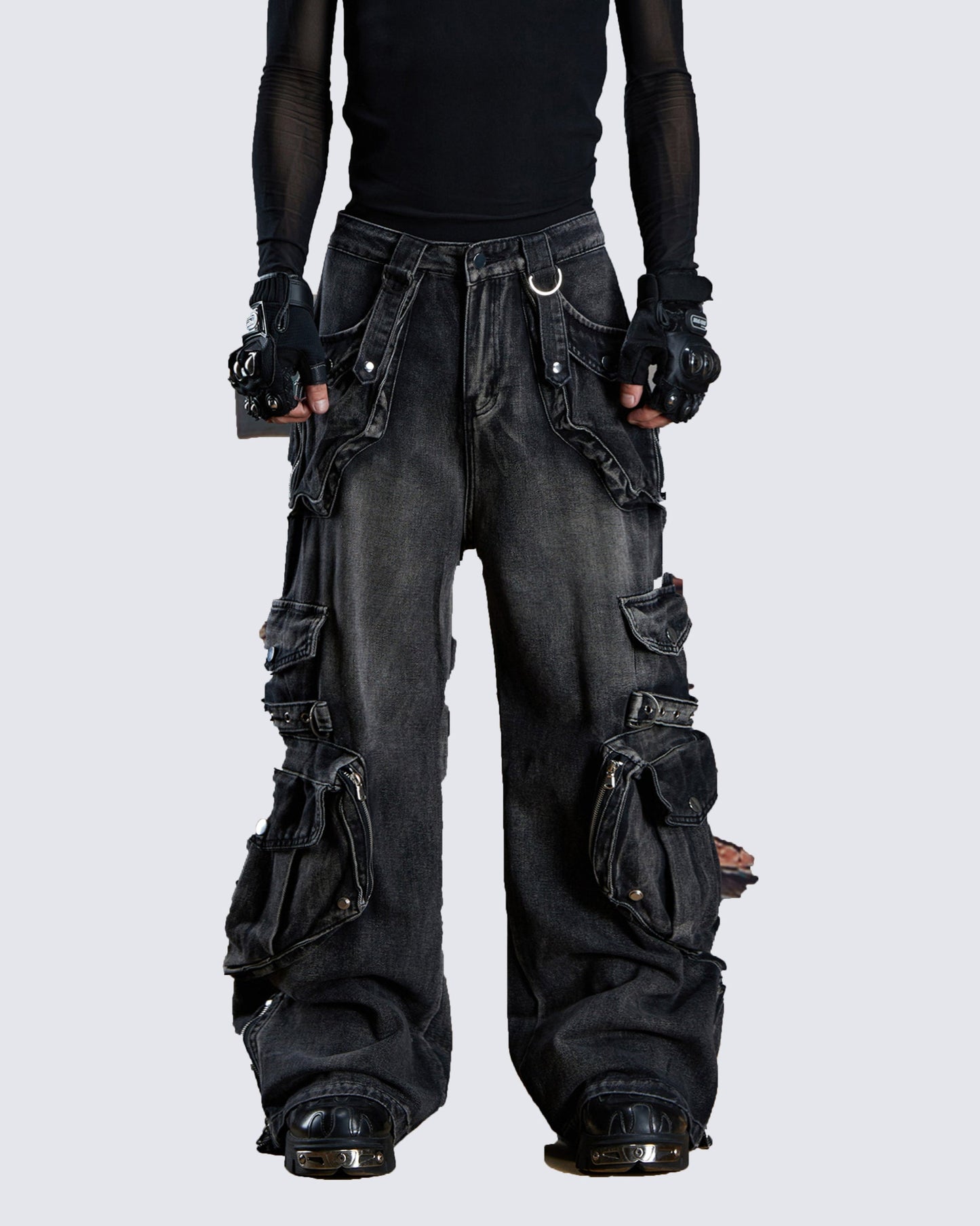 Vintage Streetwear Cargo Flared Jeans