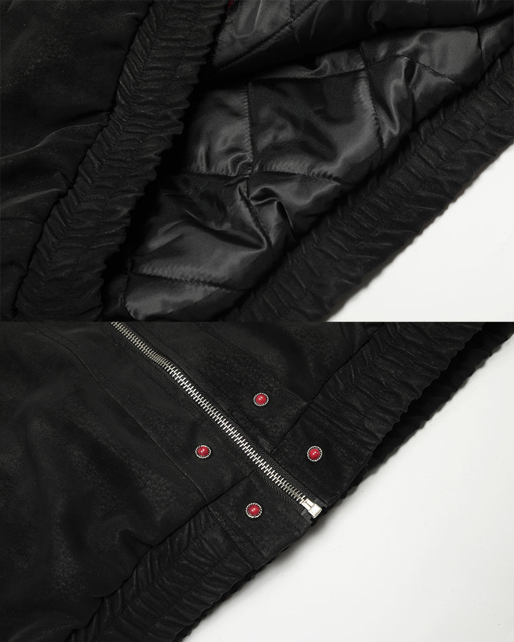 American Retro Fur-Collar Fleece-Lined Cotton Jacket