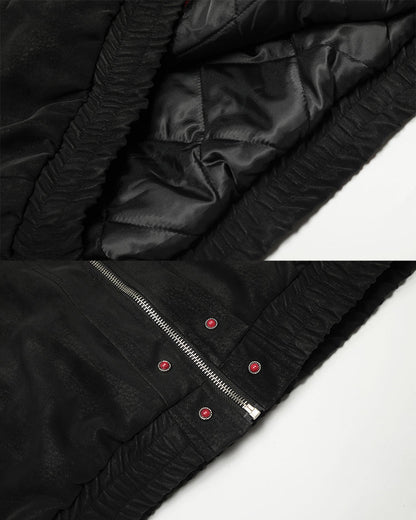 American Retro Fur-Collar Fleece-Lined Cotton Jacket