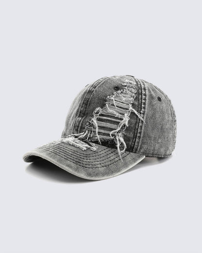 Distressed Washed Peaked Cap