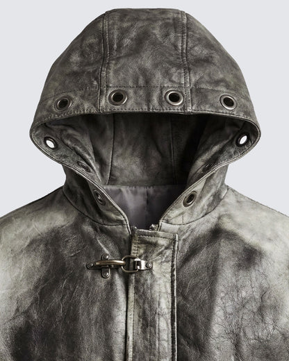 PUNK STREET DISTRICT-Vintage Washed Hooded Utility Jacket