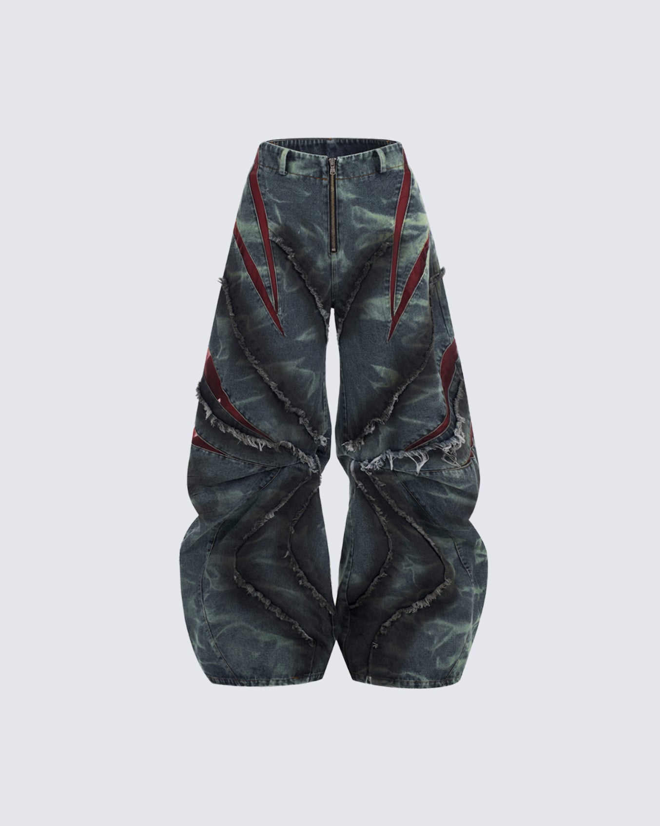 KIIKIO Distressed Ripped Denim Pants – Streetwear with Unique Torn Details