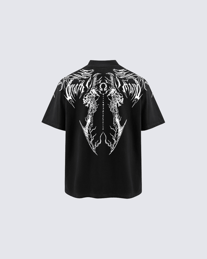 Black Graphic T-shirt with Abstract Print