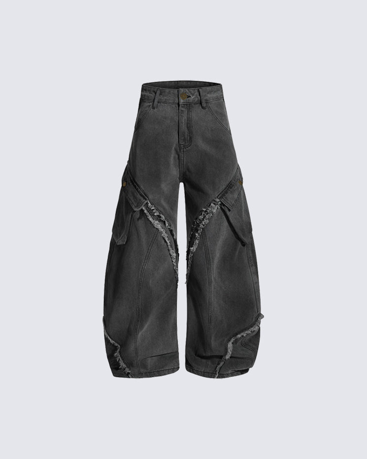 Patchwork Frayed Cargo Pants