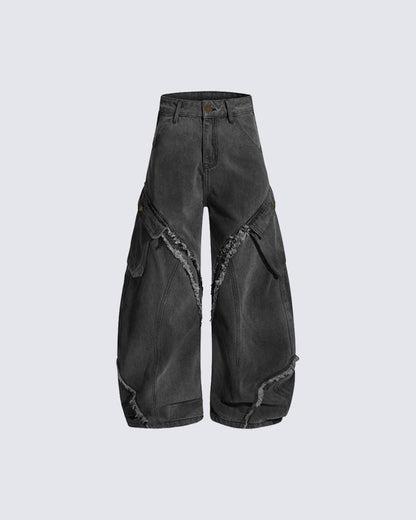 Patchwork Frayed Cargo Pants