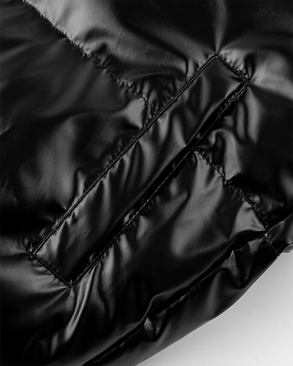 Glossy Fleece-Lined Puffer Jacket