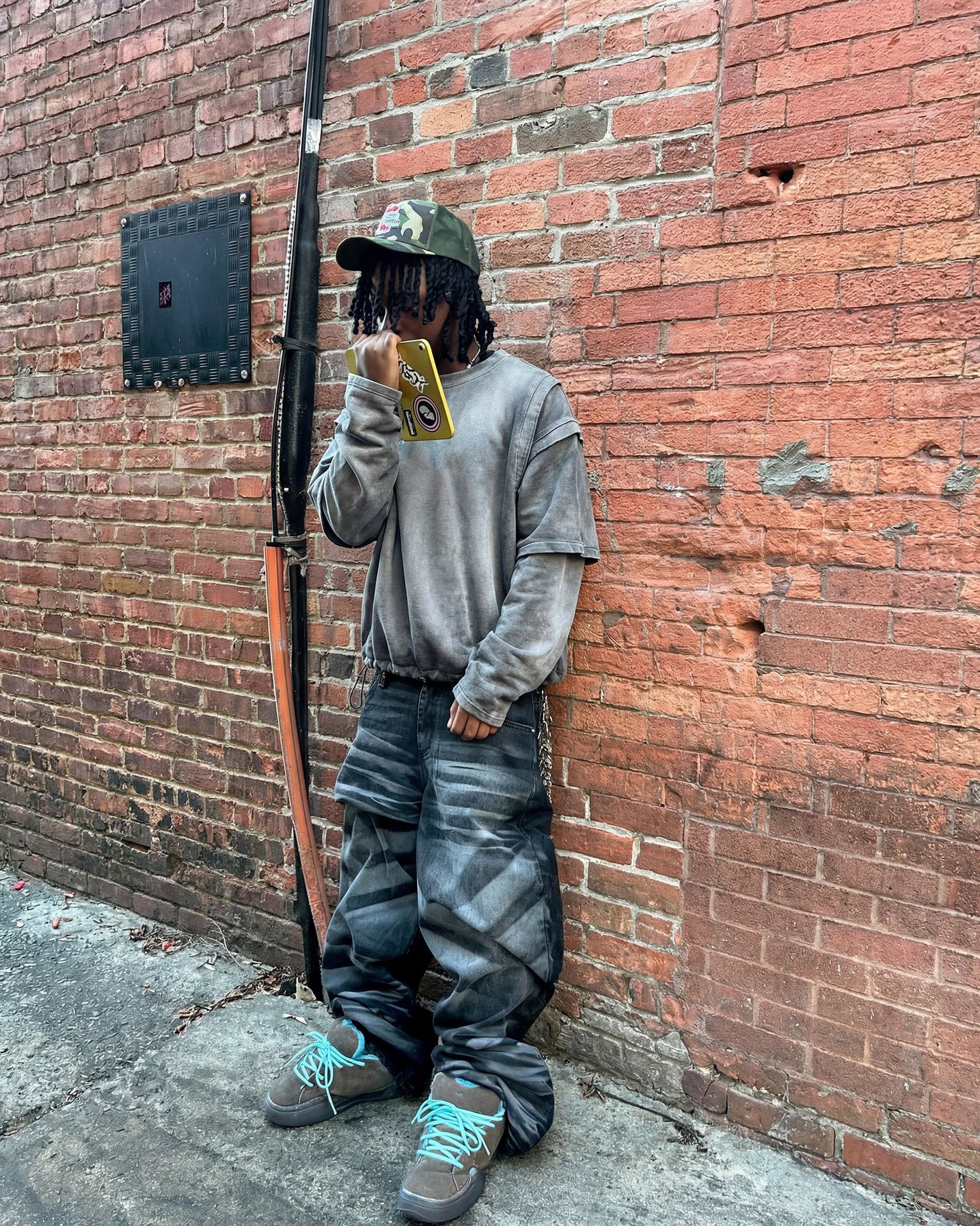 KIIKIO-Vintage Washed Layered Long-T-Shirt