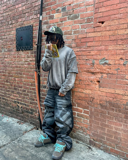 KIIKIO-Vintage Washed Layered Long-T-Shirt