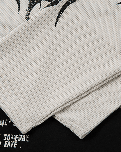 Layered Sleeve Grunge Graphic Long Sleeve T-Shirt