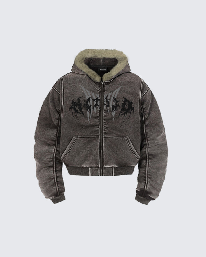 KIIKIO Washed Arc-Sleeve Hoodie