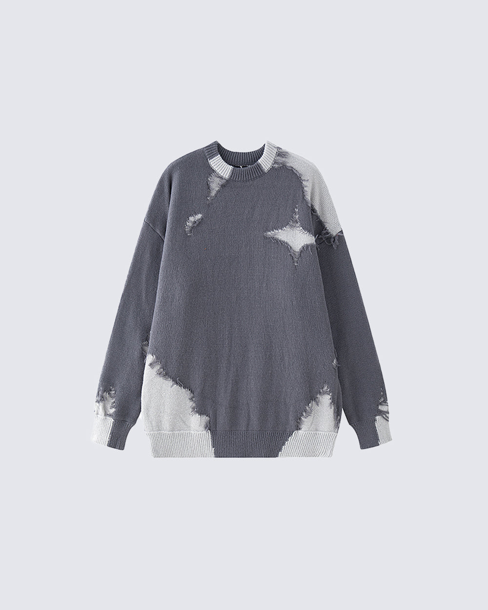 American High Street Hip-Hop Patchwork Frayed Sweater