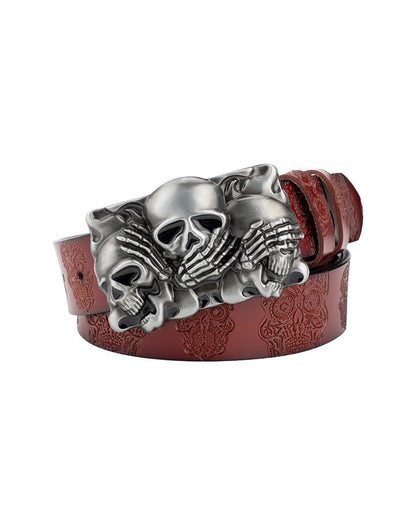 Skull Metal Buckle Leather Belt