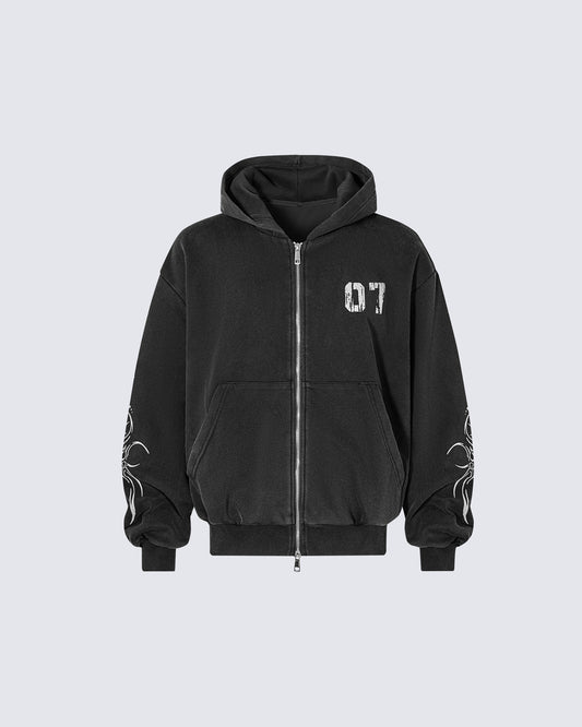 Gothic Tree Graphic Oversized Hoodie