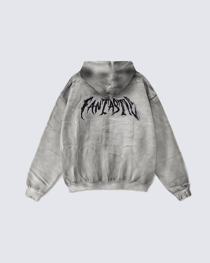 Washed Distressed Dirty Effect Pullover Hoodie
