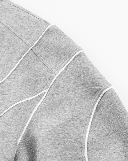 Loose-Fit Zip-Up Sweatshirt with White Piping