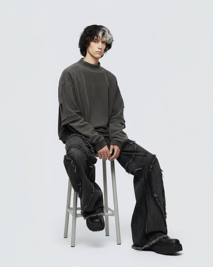 KIIKIO Patchwork Distressed Sweatshirt