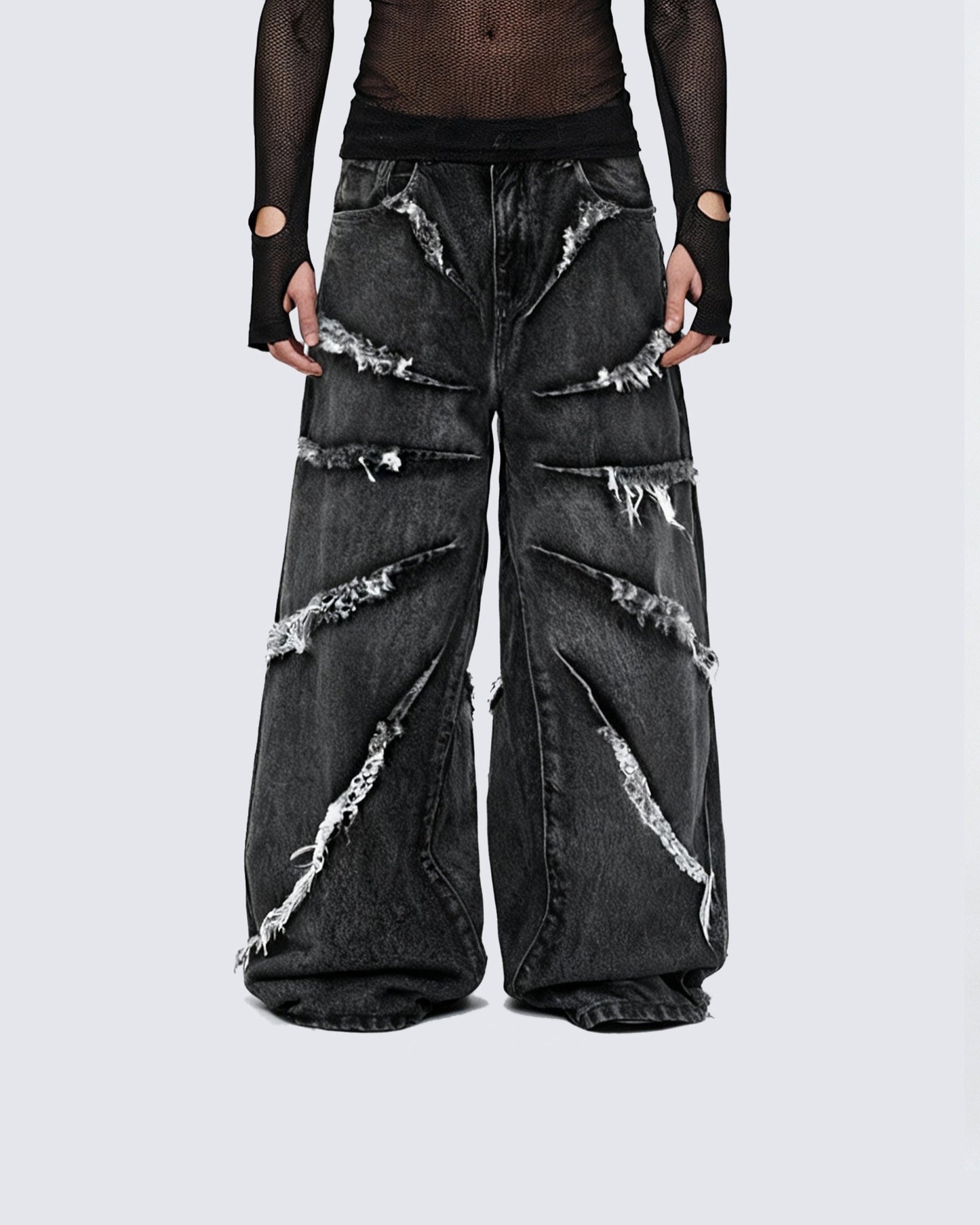 Raw Edge Straight Leg Pants