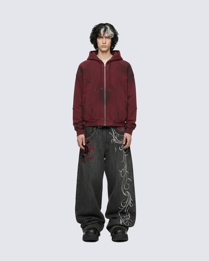 Dragon Embroidery Gothic Loose Denim Pants