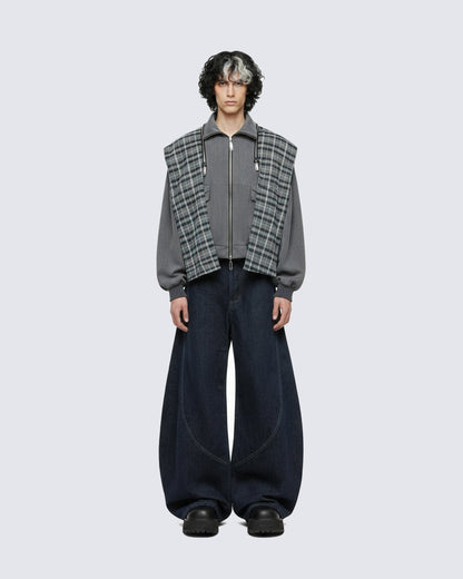 Dark Blade Pants - Wide-Leg Curved Denim