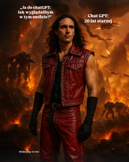 Burgundy and Black Studded Leather Pants